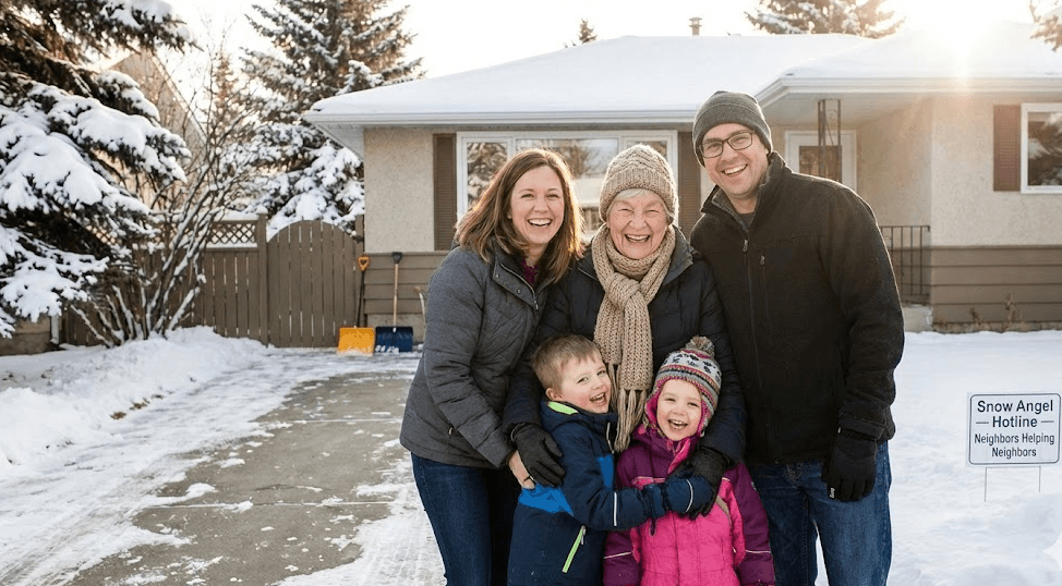 Family enjoying a cleared driveway